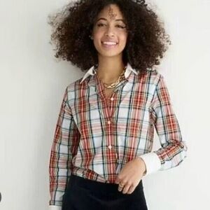 NWT J Crew Plaid Button-Up Classic Fit Shirt w/ Contrast Collar & Cuffs, 10